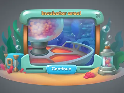 Underwater life, UI bottons casual fish frame futuristic game ui incubator mobile game popup props ui underwater window