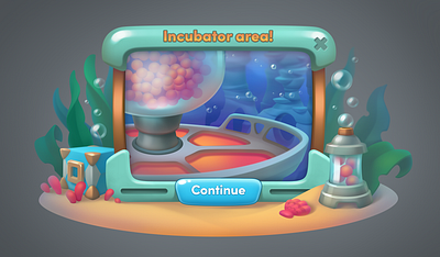 Underwater life, UI bottons casual fish frame futuristic game ui incubator mobile game popup props ui underwater window