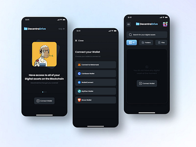 🗂 DecentraDrive: A Web3 UI Concept apple blockchain clean concept creative dao decentradrive decentralized design system digital assets ethereum ethereum blockchain figma illustration iphone macbook nft uidesign uxdesign web3