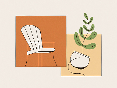 Funky Furniture chair cognac drawing funky furniture illustration plant plants terra cotta yellow