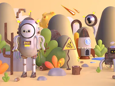 Robotic 3d 3dart 3dillustration blender blender3d c4d character characterdesign cinema4d design illustration