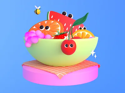 Fruity 3d 3dart 3dillustration blender blender3d c4d character characterdesign cinema4d design illustration