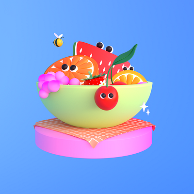 Fruity 3d 3dart 3dillustration blender blender3d c4d character characterdesign cinema4d design illustration