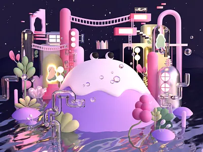 Submerge 3d 3dart 3dillustration blender blender3d c4d character characterdesign cinema4d design illustration