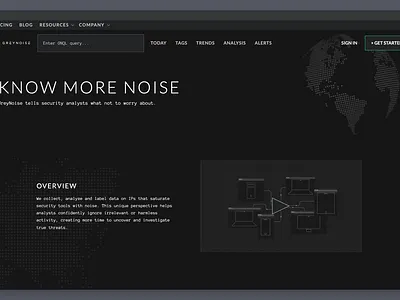 GreyNoise marketing website background header map web design