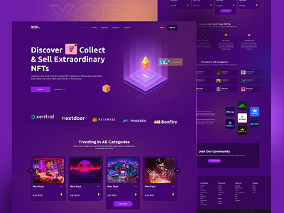 XOF.-NFT Marketplace Landing Page branding figma graphic design landing page nft nft marketplace landing page template ui ux website