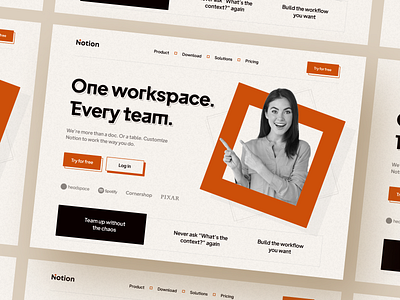 Notion Landing Page app clean design illustration landing page minimal notion typography ui ux web web design website design