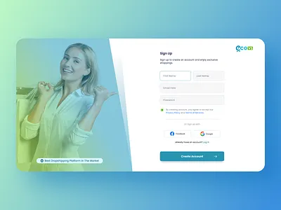 E-commerce web Sign Up UI business ecommerce landing page login shopping sign up ui uiux web ui website