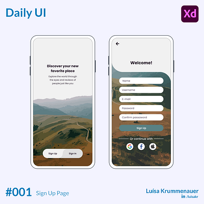 Sign Up Page - #DailyUI adobe xd app beginner dailyui design mobile sign up ui
