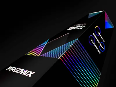 Prizmix – Colored Pencil Packaging art branding bright clean color colorful creative design graphic design holographic irridescent light logo monolith monument package packaging pencils supplies unique