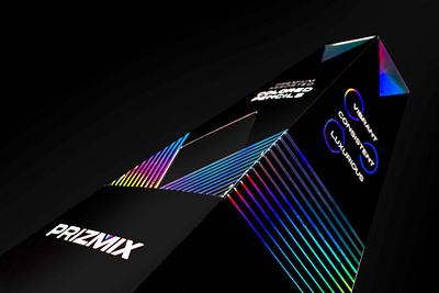 Prizmix – Colored Pencil Packaging art branding bright clean color colorful creative design graphic design holographic irridescent light logo monolith monument package packaging pencils supplies unique