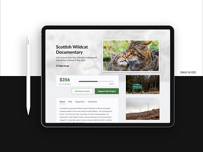 Daily UI Challenge 032 100 day challenge cats crowdfunding daily dailyui ui