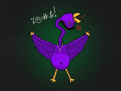 Mad bird angry birb bird design digital art drawing halftone illustration mad