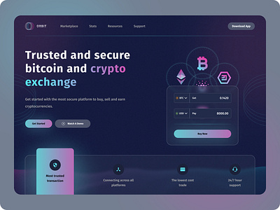 Crypto Transactions - Landing bitcoin blockchain crypto crypto exchange crypto transactions cryptocurrency digital currency ethereum figma futuristic design investment landing modern ui ux wallet web web app webdesign website