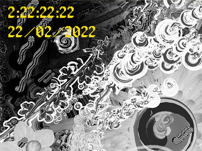 2:22:22:22 22/02/2022 black and white design digital art gt icarosdie nft numerology psychedelic art