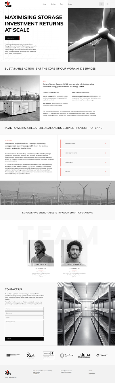 Peak Power carrd carrd.co landing page monochrome