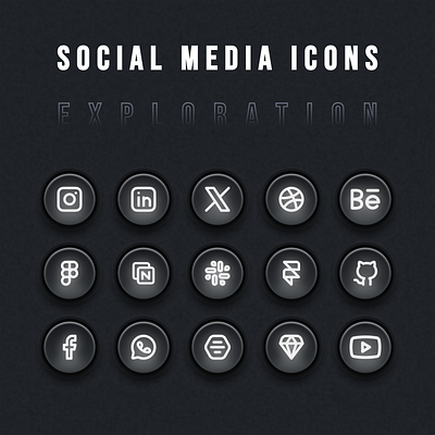 Social media icons exploration design graphic design icon illustration illustrator ui ui design vector