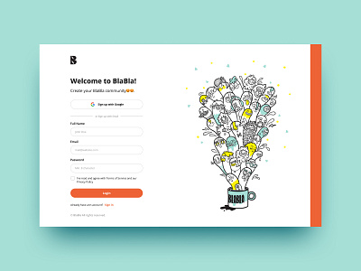 BlaBla Sign-up Form color creative design form formula identity illustration logo minimal page sign in sign up sign up form sign up page sisu su ui user experience ux webdesign