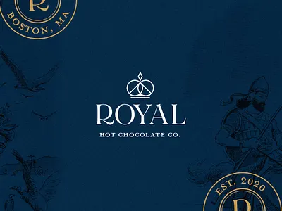 Royal Hot Chocolate Co. Logo boston chocolate co coco coffee company crown hot icon king monoline royal
