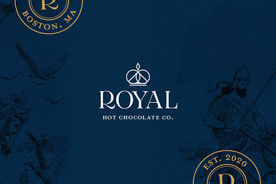 Royal Hot Chocolate Co. Logo boston chocolate co coco coffee company crown hot icon king monoline royal