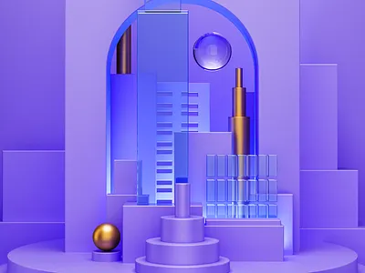 City 3D illustration 3d city composition glass illustration