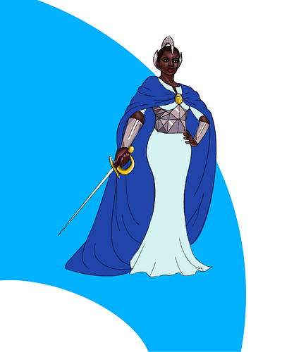 President Hexa blue cape character design crown fantasy gold illustration procreate sci fi silver sword white