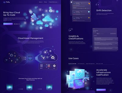 Firefly Web Design cloud computing dark devops firefly gradients illustrations purple saas technology web design website