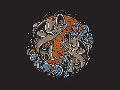 Largemouth Bassfish bassfish design graphic design ill illustration largemouth bass old school tattoo traditional tattoo vector