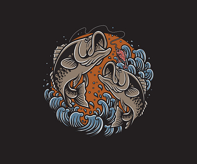 Largemouth Bassfish bassfish design graphic design ill illustration largemouth bass old school tattoo traditional tattoo vector