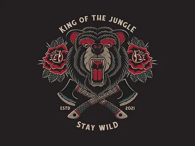 Angry Roaring Bear bear design graphic design illustration inspired tattoo design old school tattoo roaring bear traditional tattoo vector