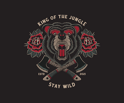 Angry Roaring Bear bear design graphic design illustration inspired tattoo design old school tattoo roaring bear traditional tattoo vector