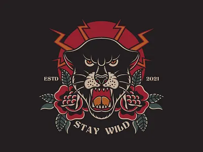 Black Panther apparel black panther graphic design illustration old school tattoo t shirt design traditional tattoo vector