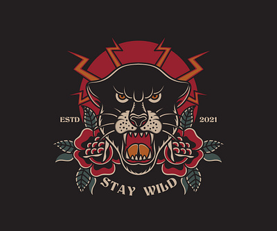 Black Panther apparel black panther graphic design illustration old school tattoo t shirt design traditional tattoo vector