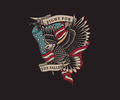 Patriotic American Bald Eagle american flag bald eagle design eagle graphic design illustration old school tattoo retro t shirt design traditional tattoo usa flag vector