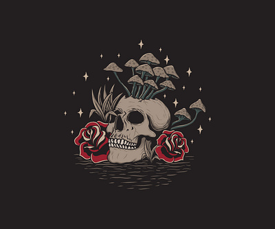 Magic Mushroom design graphic design illustration magic mushroom mushroom old school tattoo retro skull traditional tattoo vector vintage vintage hand drawn