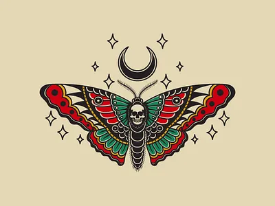 Deadly Moth butterfly design graphic design illustration moth tattoo old school tattoo retro skull traditional tattoo vector