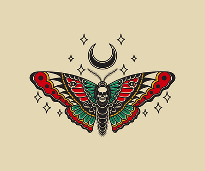 Deadly Moth butterfly design graphic design illustration moth tattoo old school tattoo retro skull traditional tattoo vector