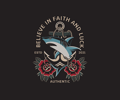 Shark and Anchor branding design graphic design illustration old school tattoo retro shark shark and anchor shark tattoo t shirt design traditional tattoo vector