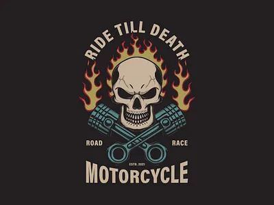 Ride Till Death design graphic design illustration motorcycle motorcycle club old school tattoo retro rider t shirt design traditional tattoo vector vintage