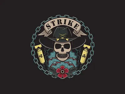 Skull Wearing Calvary Hat air strike calvary hat design graphic design illustration old school tattoo retro skull strike traditional tattoo vector