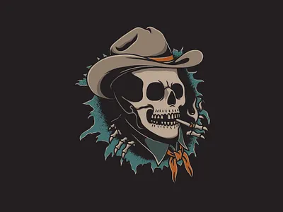 Cowboy Skull Smoking cowboy cowboy skull cowboy tattoo design graphic design illustration old school tattoo retro smoking tattoo traditional tattoo vector