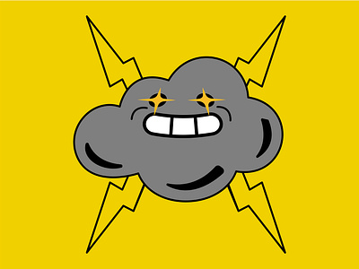 Happy electric cloud character colors drawing illustration procreate