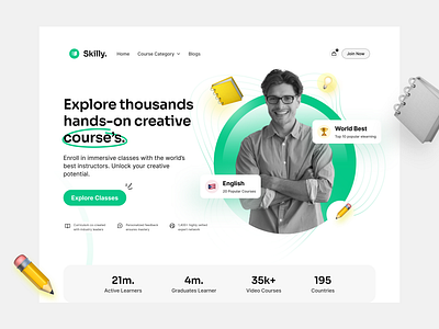 e-Learning Landing Page - sadekud colorful landing page e learning education education landing page elearning landing page elearning website online course online course landing page sadekud trending landing page design