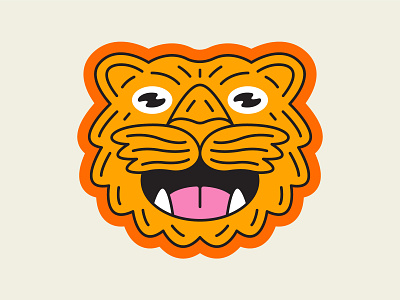 Tigger Patch animal badge bra branding colors design fur icon illustration illustrator logo mark mouth orange patch pink sticker teeth tiger yellow