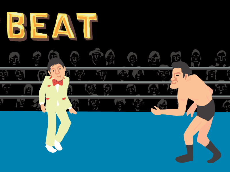 kitano VS Inoki animation antonioinoki dance illustration kitano portrait wrestling 浅草キッド