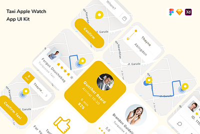 Taxi Apple Watch App UI Kit app apple apple watch design smart smart watch taxi ui ui design ui kit ux watch