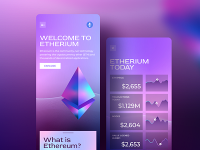 Etherium Mobile etherium gradient mobileapp ui