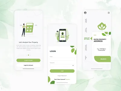 Property Valuation UI/UX application calculator concept design green home illustration mobile property ui ux value yellow