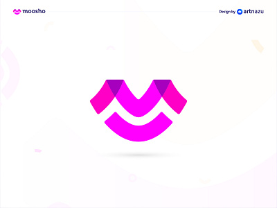 Moosho Shop Logo design with monogram symbol best logo designer branding colorful design flat icon letter logo logo minimal modern monogram pink popular purple top logo designer typography vector