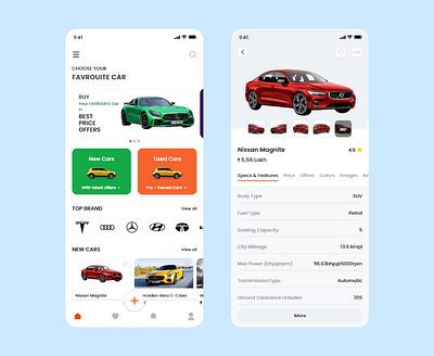 Cars Mobile App UI app car design icon ui uiux